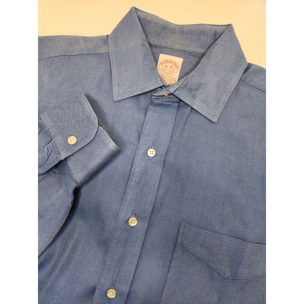 Brooks Brothers Dress Shirt Men's 16-36 Blue Long Sleeve Button Up Cotton Oxford